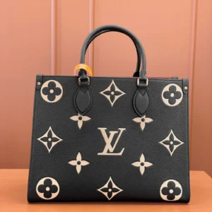 louis vuitton onthego bicolor monogram empreinte leather dove/cream